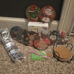 Diamond Art Christmas Coasters Set Of 8